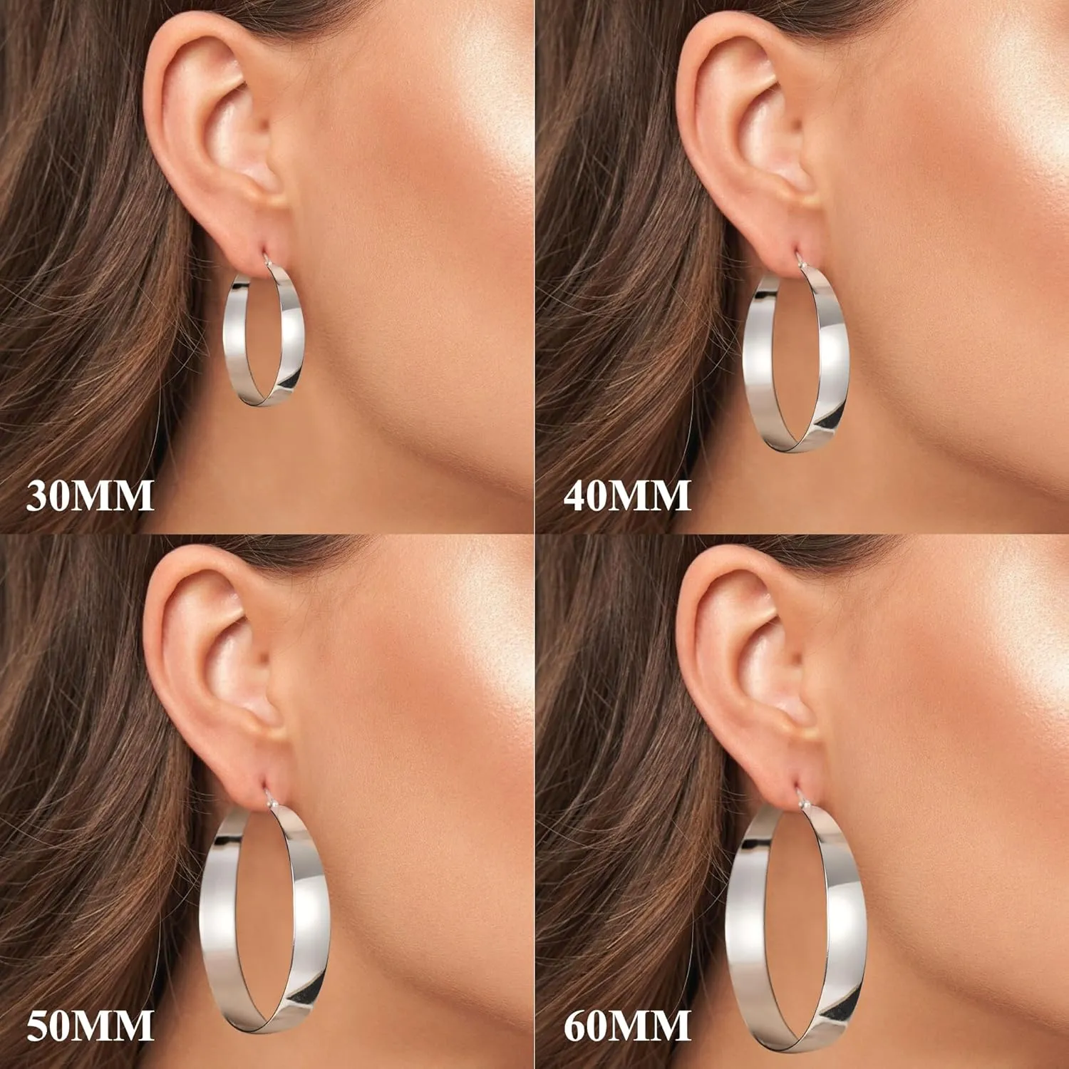 10MM Wide Thick Gold Hoop Earrings for Women Hypoallergenic 925 Sterling Silver Large Hoop Lightweight Chunky Hoops Earring for Women Jewelry Gifts