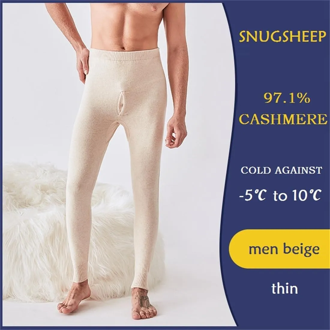 97% Cashmere Men Women Thermal Underwear Winter Leggings Mens Base Layer Womens Tights Long Johns Wool Heavy Weight