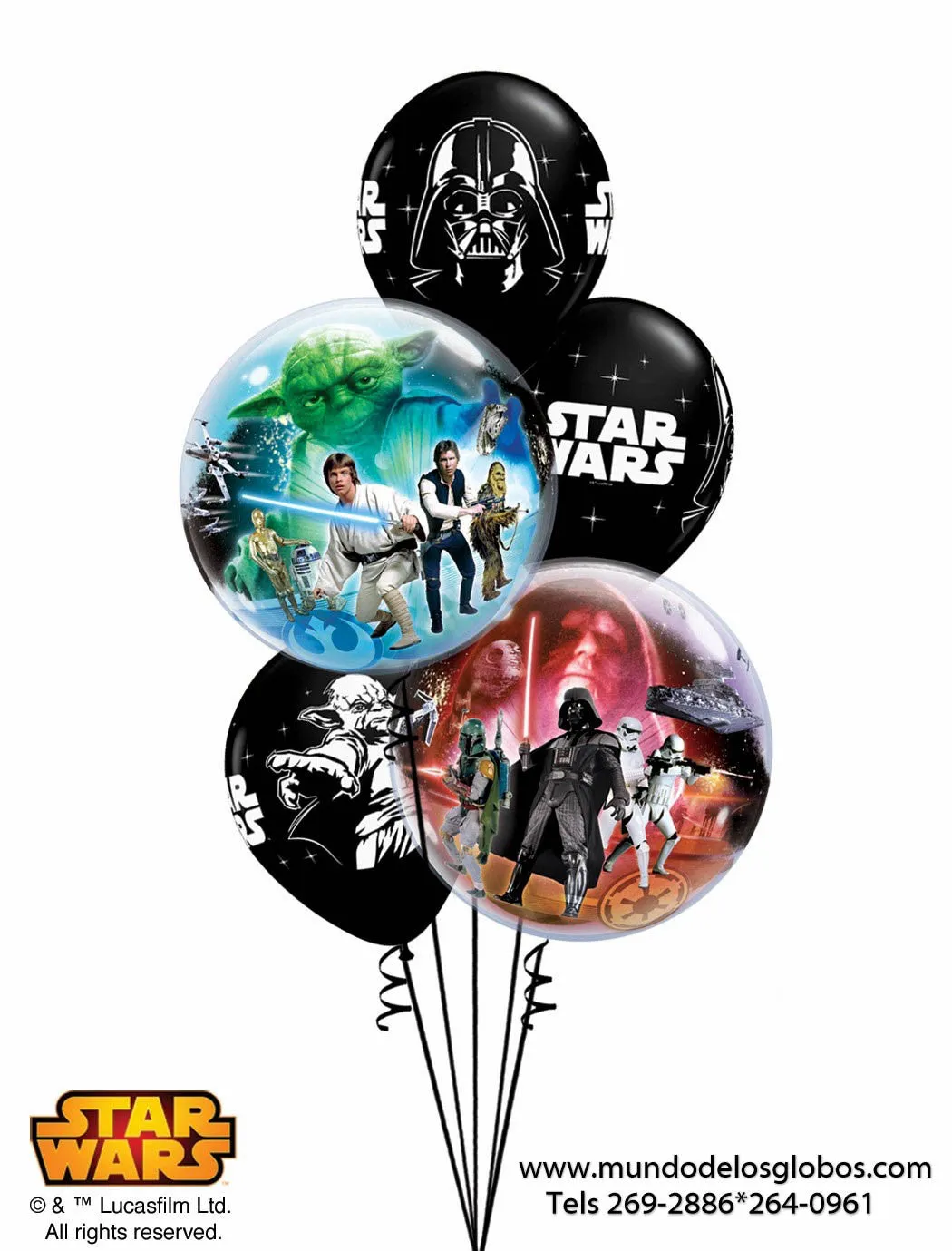 Bouquet Star Wars de Burbujas y Globos Negros, Guerra de Las Galaxias