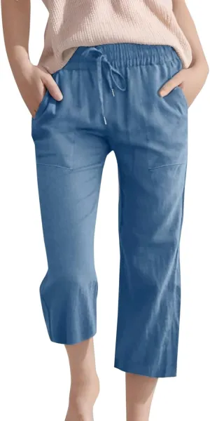 Boys 3/4 Straight Wide Leg Pants Solid Color High Elastic Waist Trousers with Pockts Y2k Streetwear