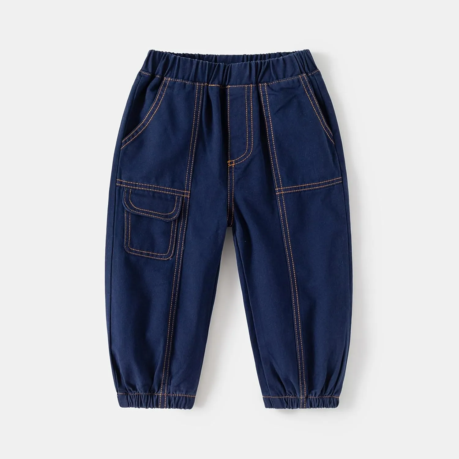 Boys Wide Leg Cargo Baggy Pants Pull On Elastic Waist Twill Baggy Joggers Casual Loose Hiking Sport Thick Pants
