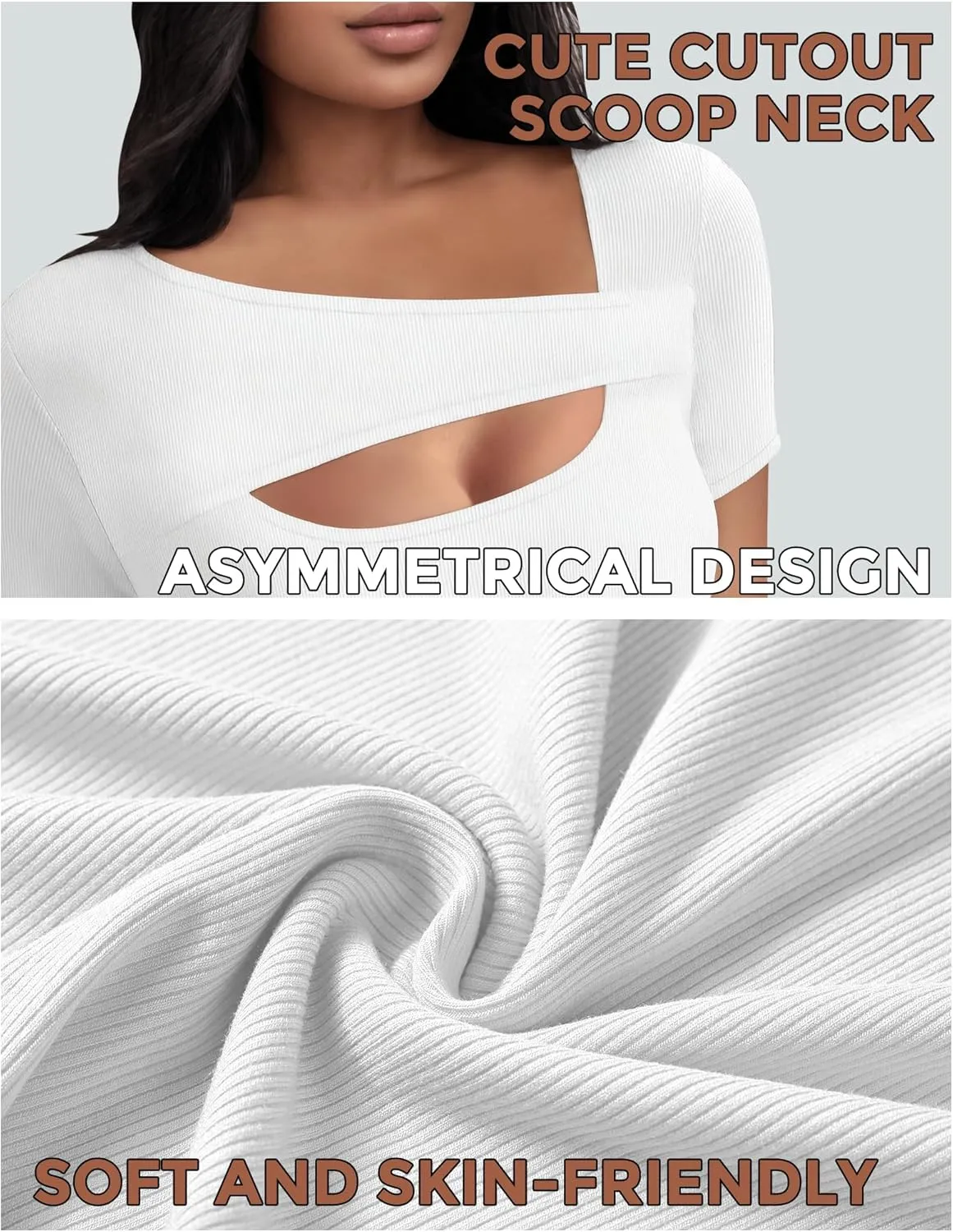 Buauty Womens Cutout Tshirts One Piece Summer Tops Ribbed Slim tees Short Sleeve Fitted Shirt Sexy Fashion Basic Clothes 2025