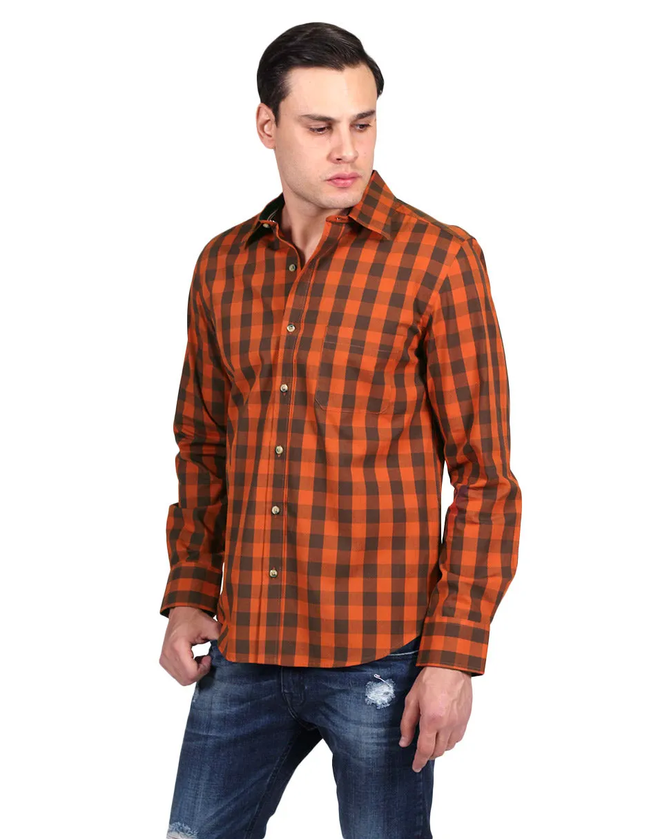 Camisas Para Hombre Manga Larga Cuadros Slim Fit Chedron B25106