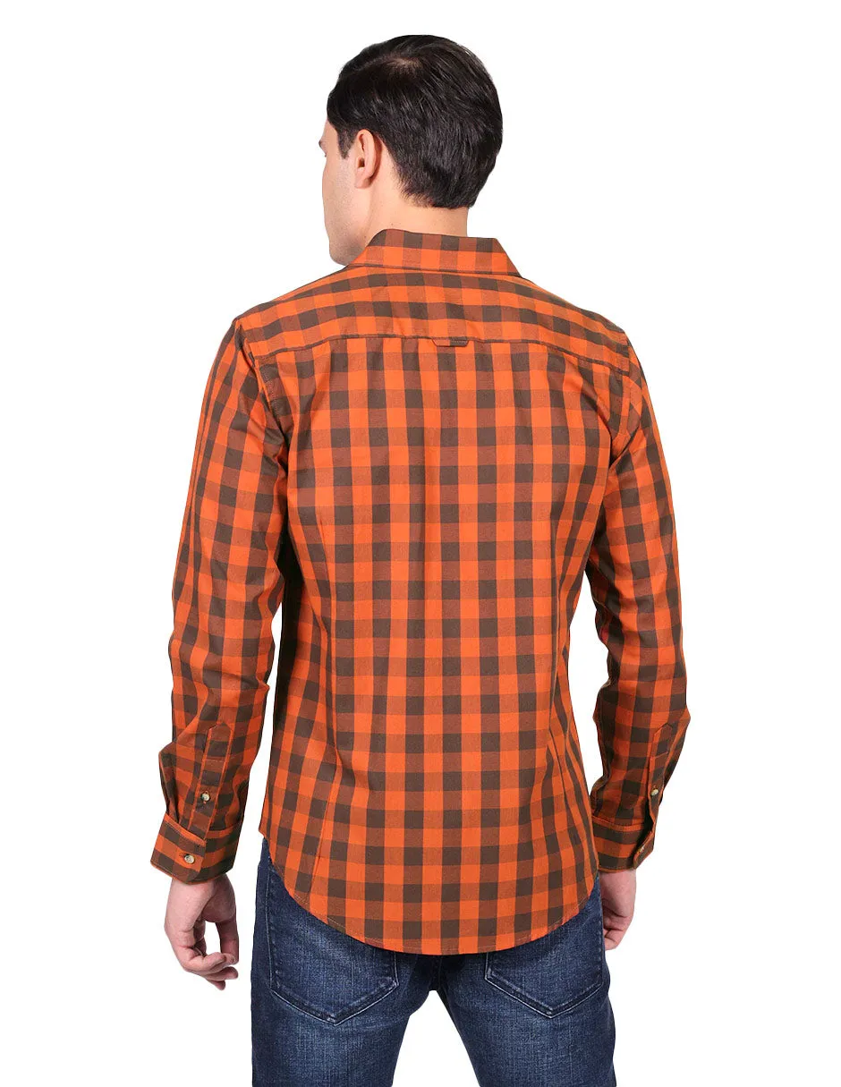 Camisas Para Hombre Manga Larga Cuadros Slim Fit Chedron B25106