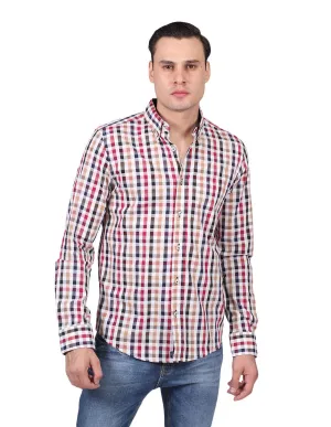Camisas Para Hombre Manga Larga Estampado Cuadros Regular Fit Kaki B25214