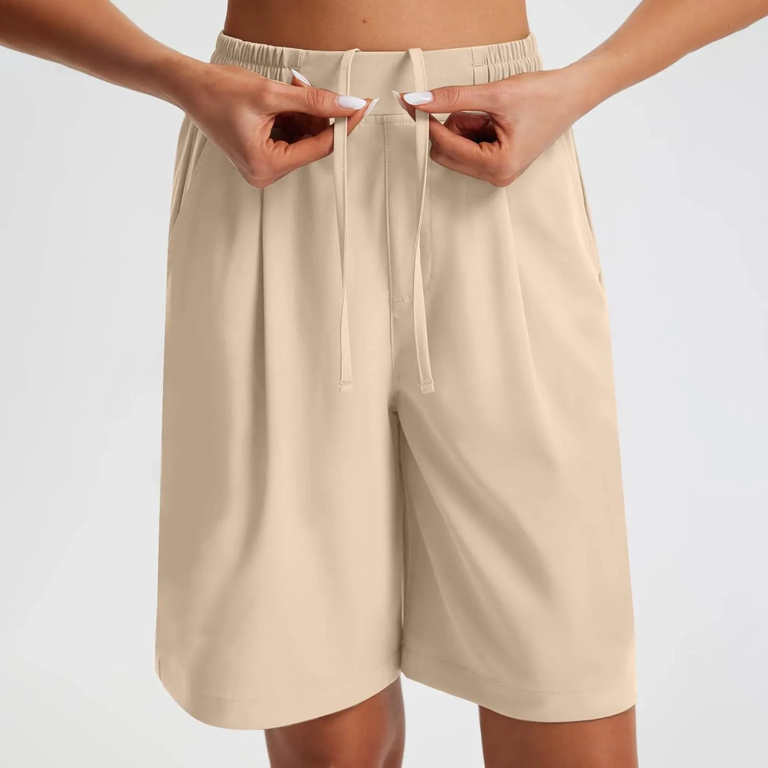 Casual Shorts for Women Elastic Waist Wide Leg Shorts Summer Tailored Pants Dressy Outfits with Pockets
