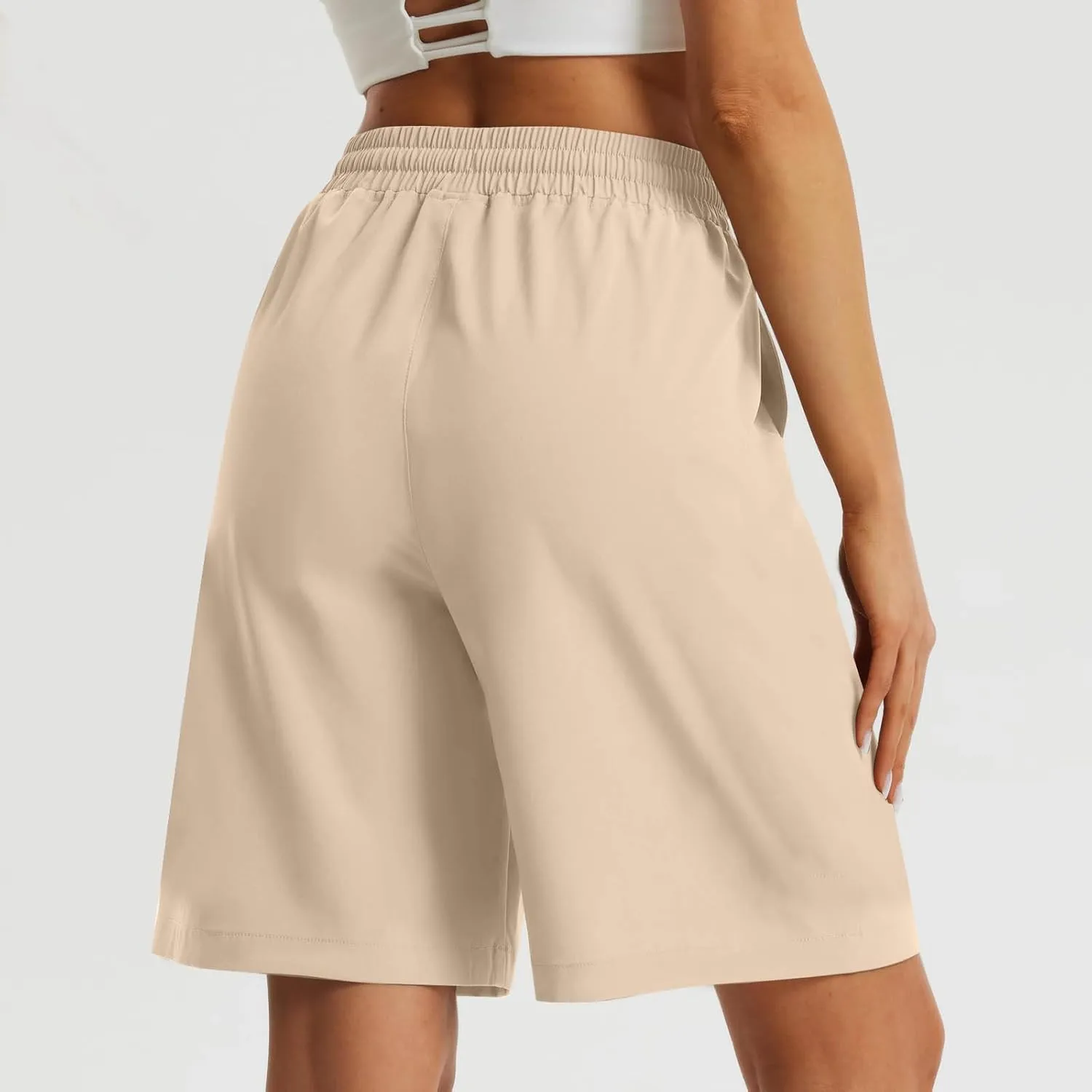 Casual Shorts for Women Elastic Waist Wide Leg Shorts Summer Tailored Pants Dressy Outfits with Pockets