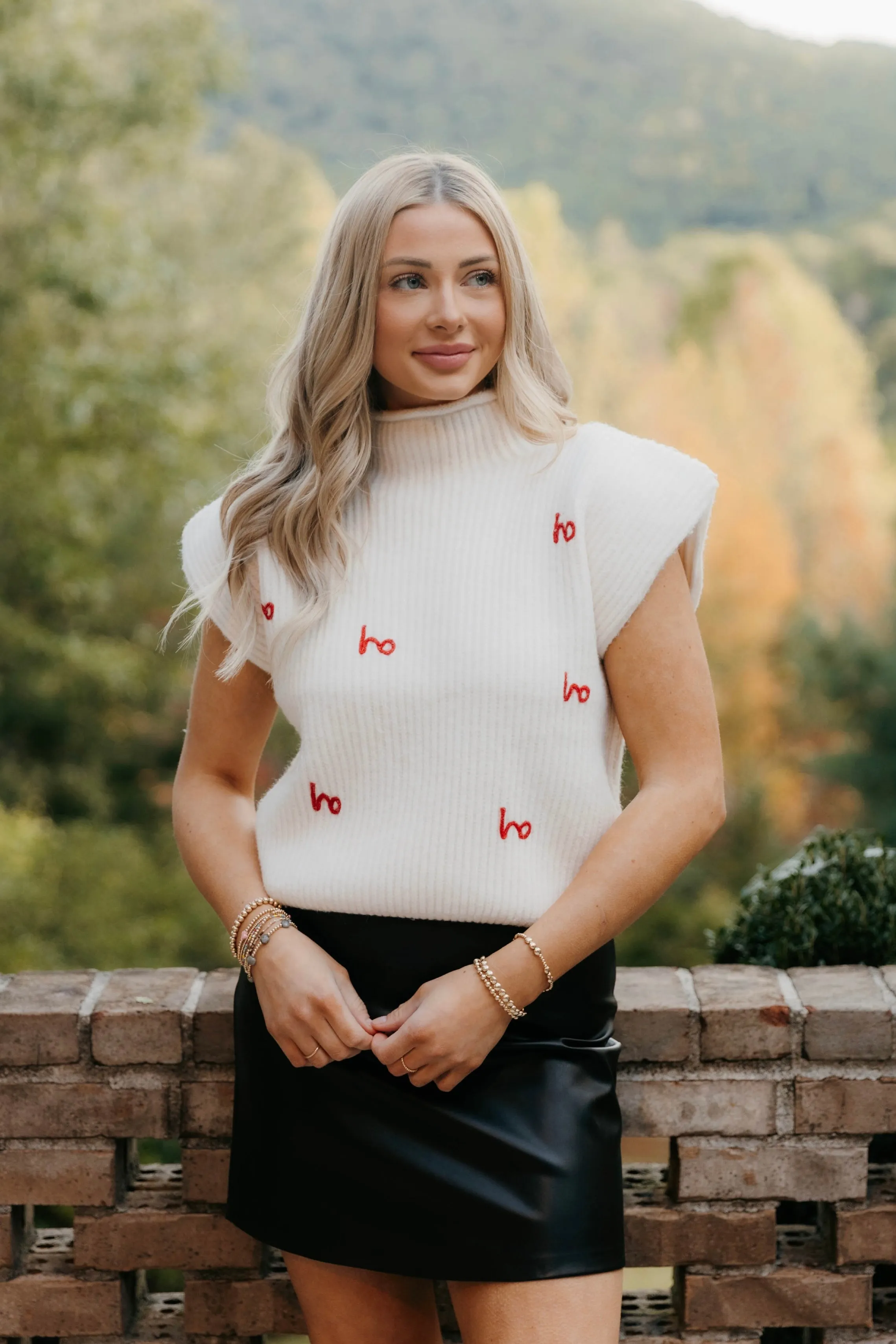Ho Ho Ho Mock Neck Sweater Top
