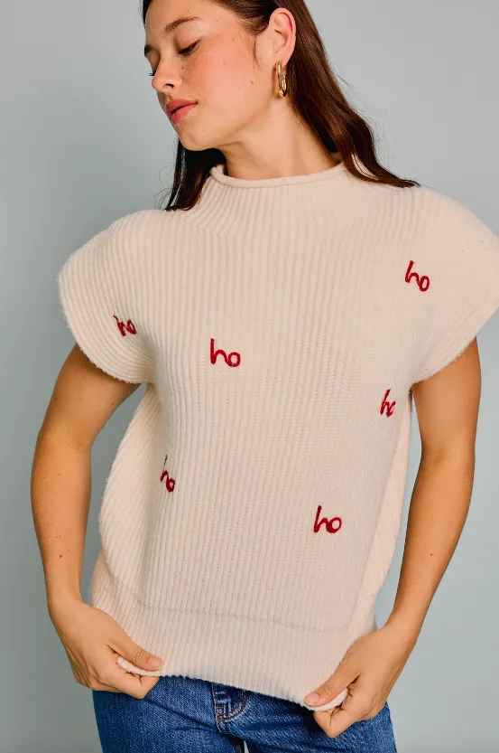 Ho Ho Ho Mock Neck Sweater Top