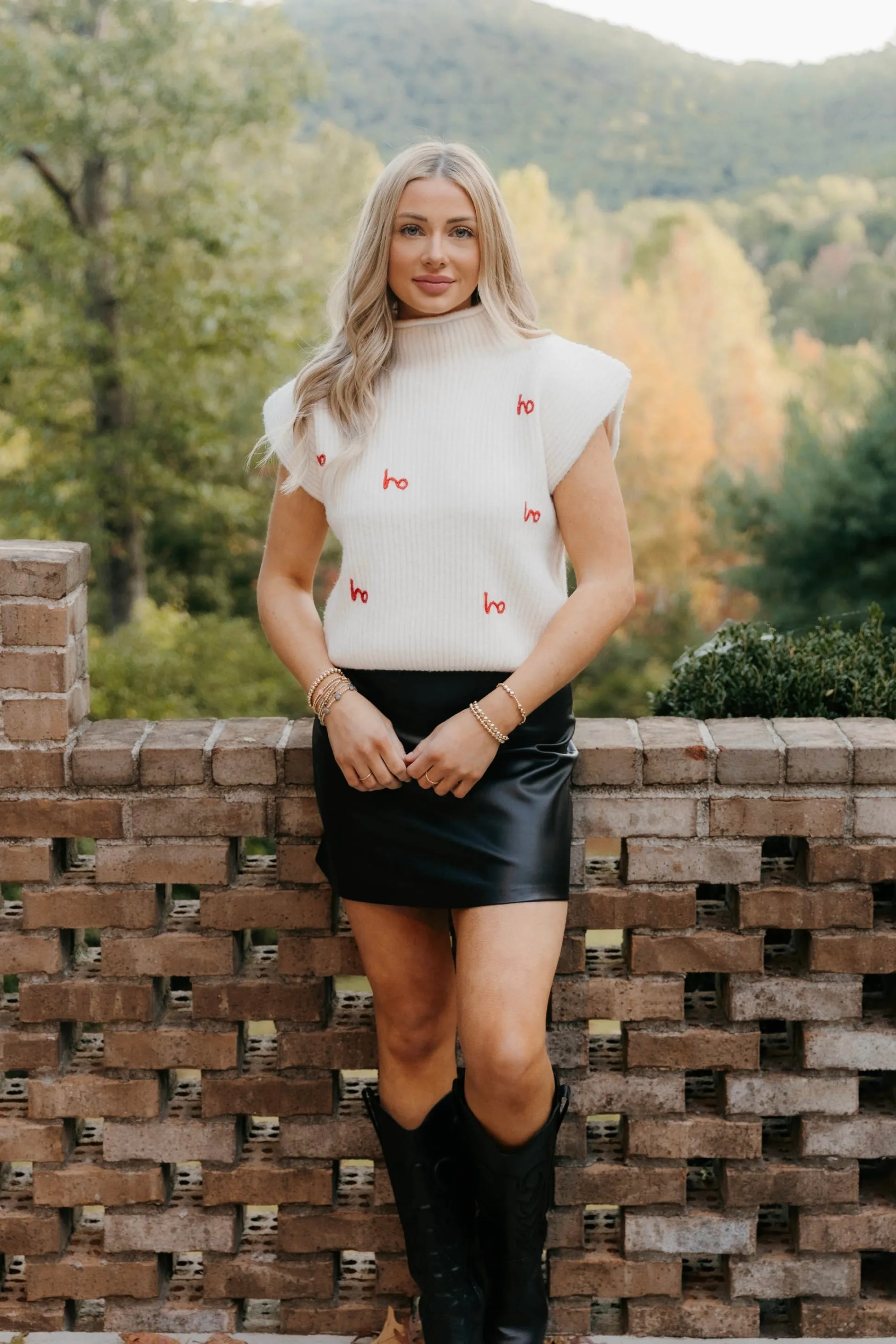 Ho Ho Ho Mock Neck Sweater Top