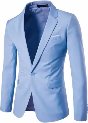 Linen Blazer Men One Button Slim Fit Sport Coat Business Daily Linen Blazer Mens Lightweight Jacket Cowboy Sports
