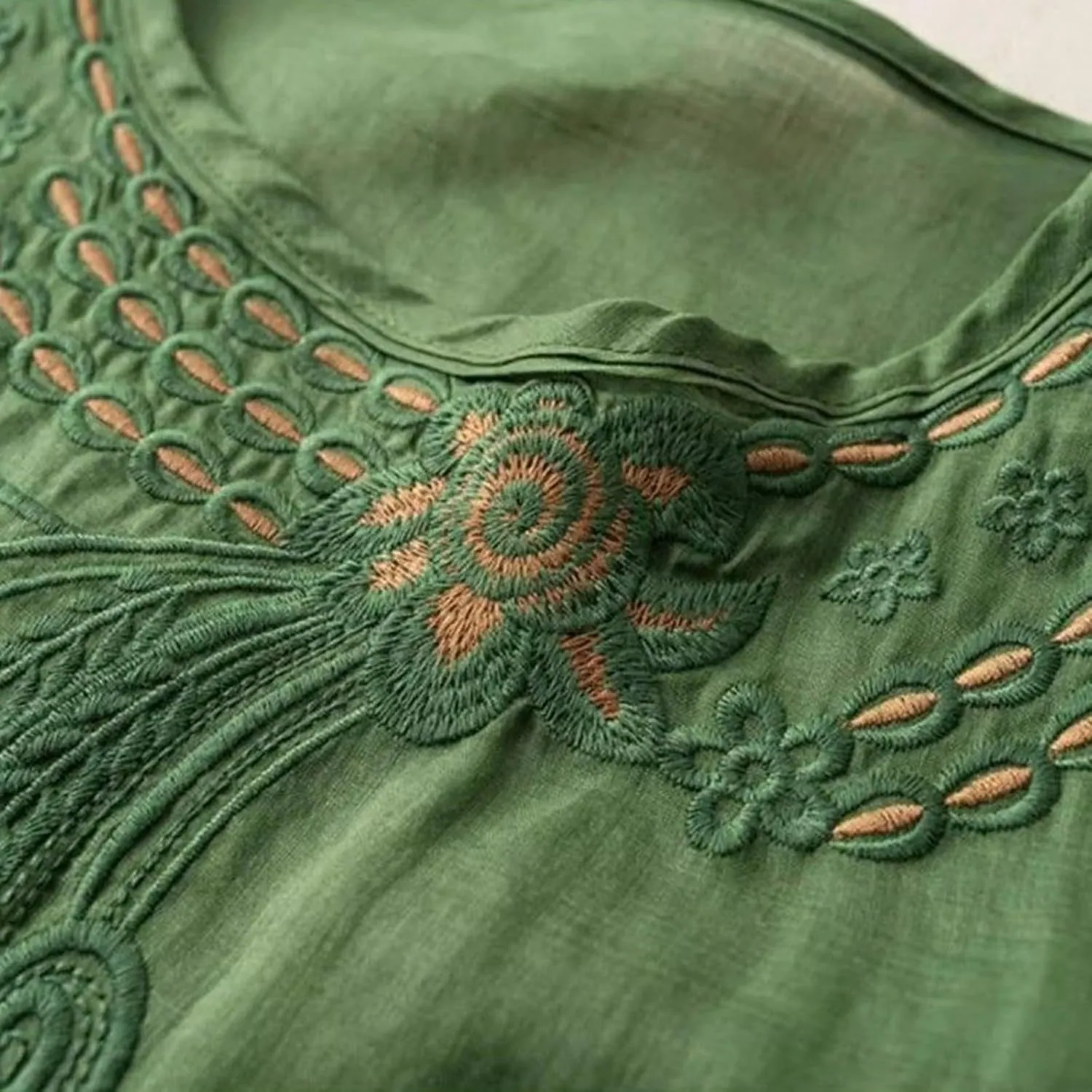 Linen Shirts for Women Summer Flowy Embroidered Cotton Peasant Top 2025 Elbow Sleeve Cute Boho Tunic Dressy Shirt