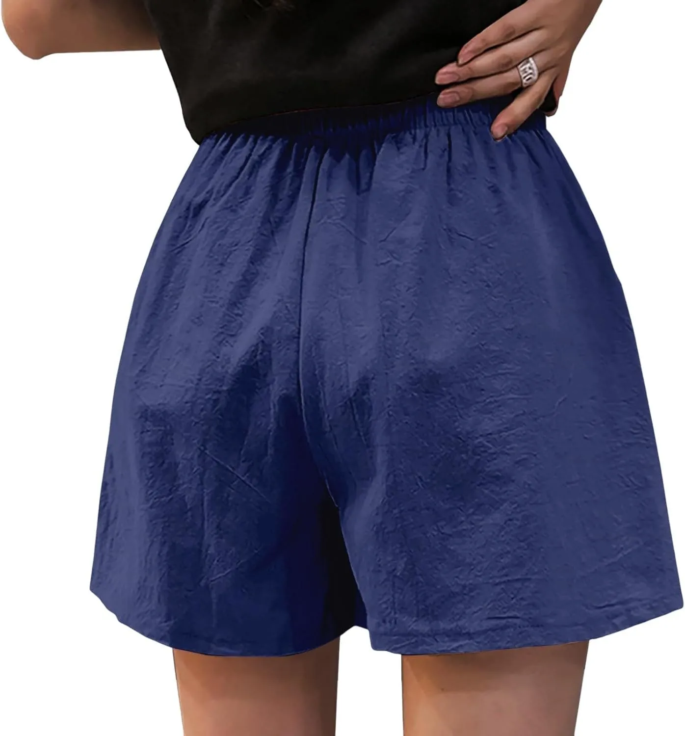 Linen Shorts for Women Dressy High Waisted Lightweight Lounge Shorts Summer Casual Beach Vacation Outfit with Pocket