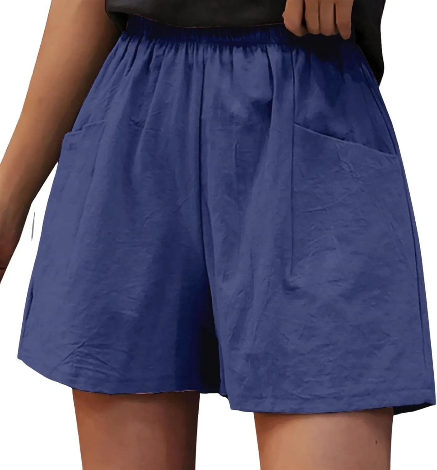 Linen Shorts for Women Dressy High Waisted Lightweight Lounge Shorts Summer Casual Beach Vacation Outfit with Pocket
