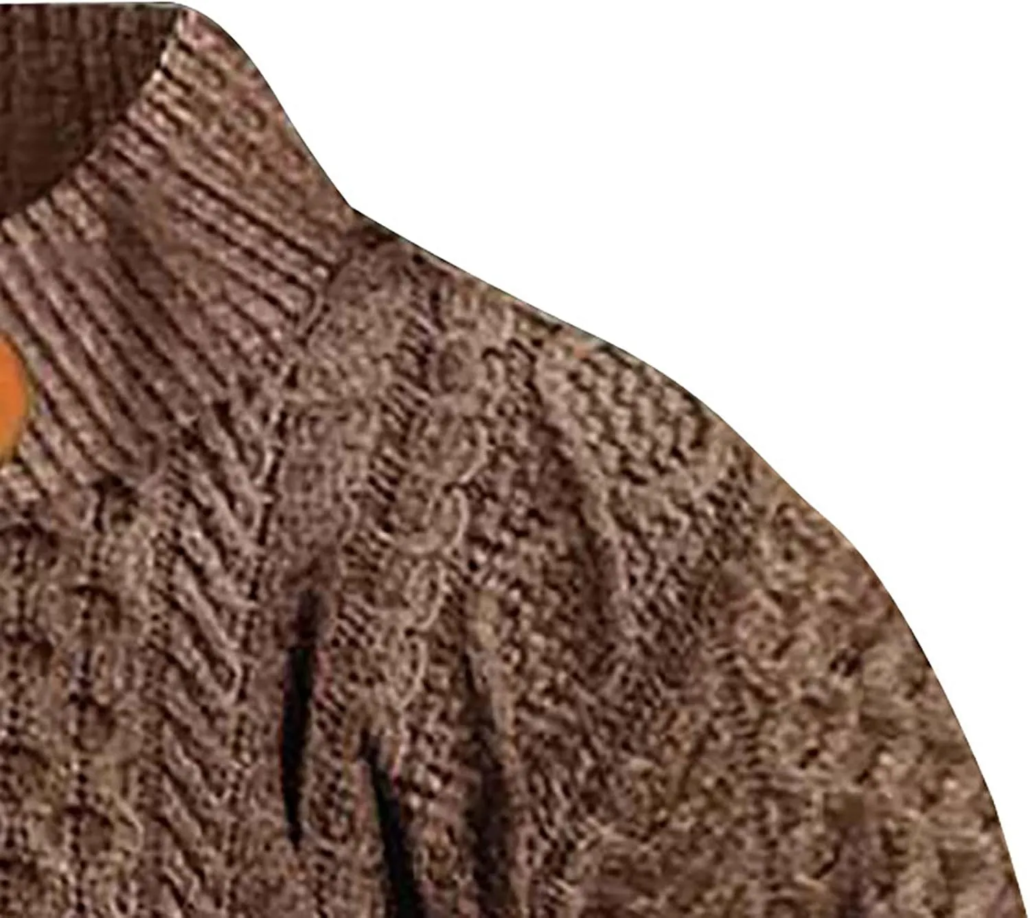 Men's Cable Knit Pullover Sweater Casual Long Sleeve Stand Collar Button Up Knitted Hen ley Pullover