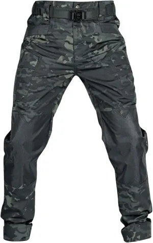 Men's Solid Color Camouflage Tactical Multi-Pocket Work Pants,Men's Outdoor Resistant Work Pants