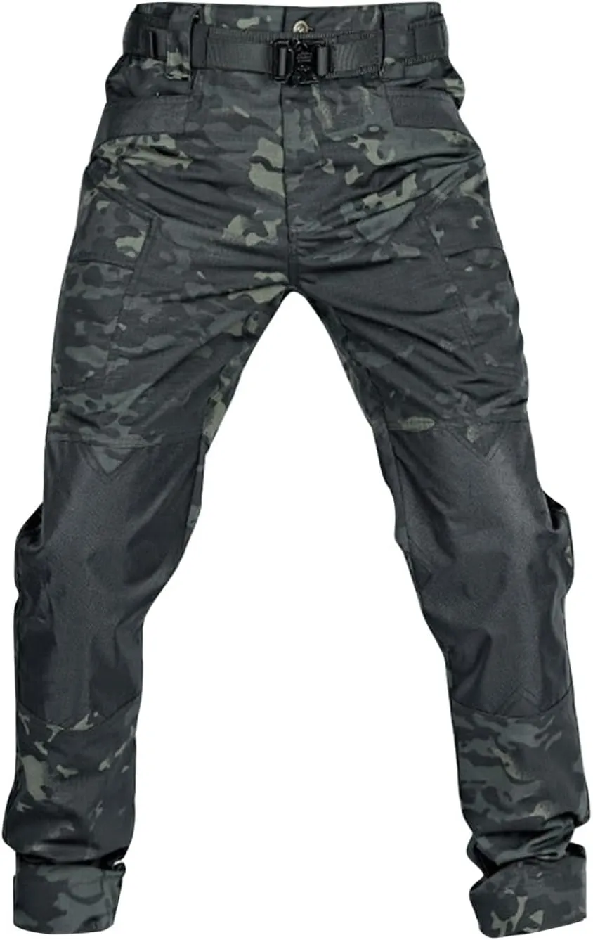 Men's Solid Color Camouflage Tactical Multi-Pocket Work Pants,Men's Outdoor Resistant Work Pants