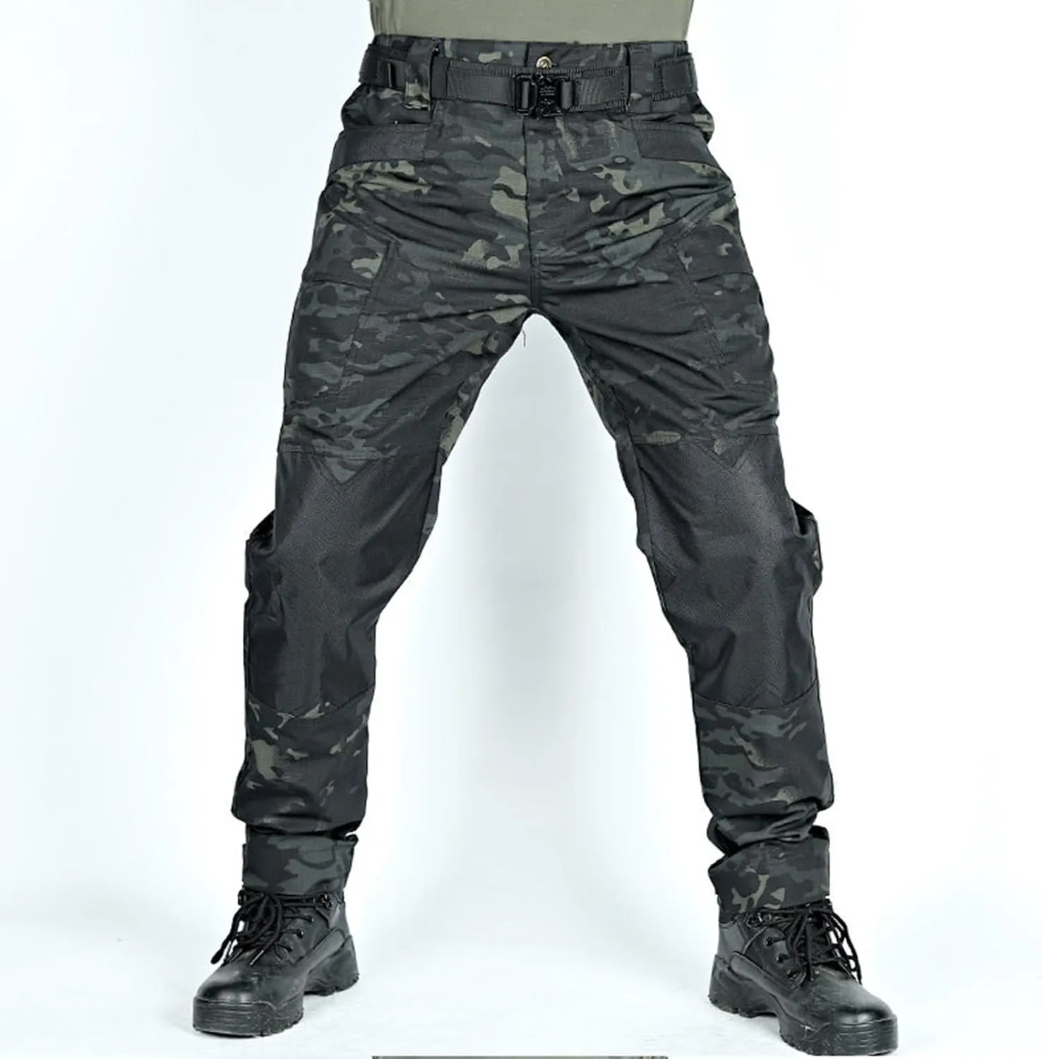 Men's Solid Color Camouflage Tactical Multi-Pocket Work Pants,Men's Outdoor Resistant Work Pants