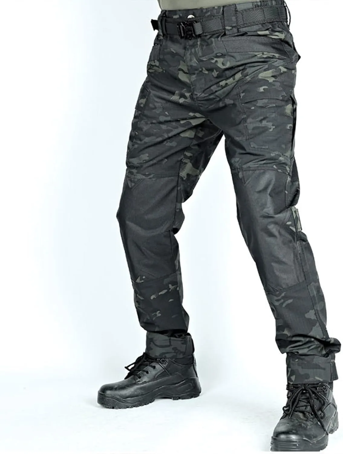 Men's Solid Color Camouflage Tactical Multi-Pocket Work Pants,Men's Outdoor Resistant Work Pants