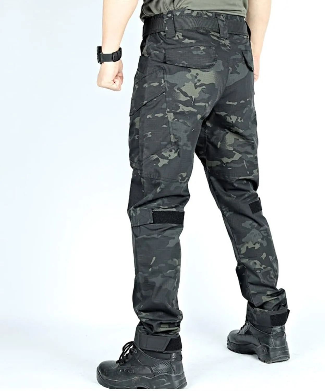 Men's Solid Color Camouflage Tactical Multi-Pocket Work Pants,Men's Outdoor Resistant Work Pants