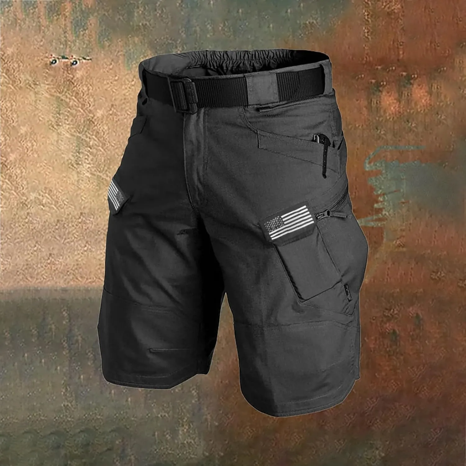 Men's Stretch Cargo Casual Elastic Waist Drawstring Lightweight Shorts Relaxed Summer Short with Multi Pockets