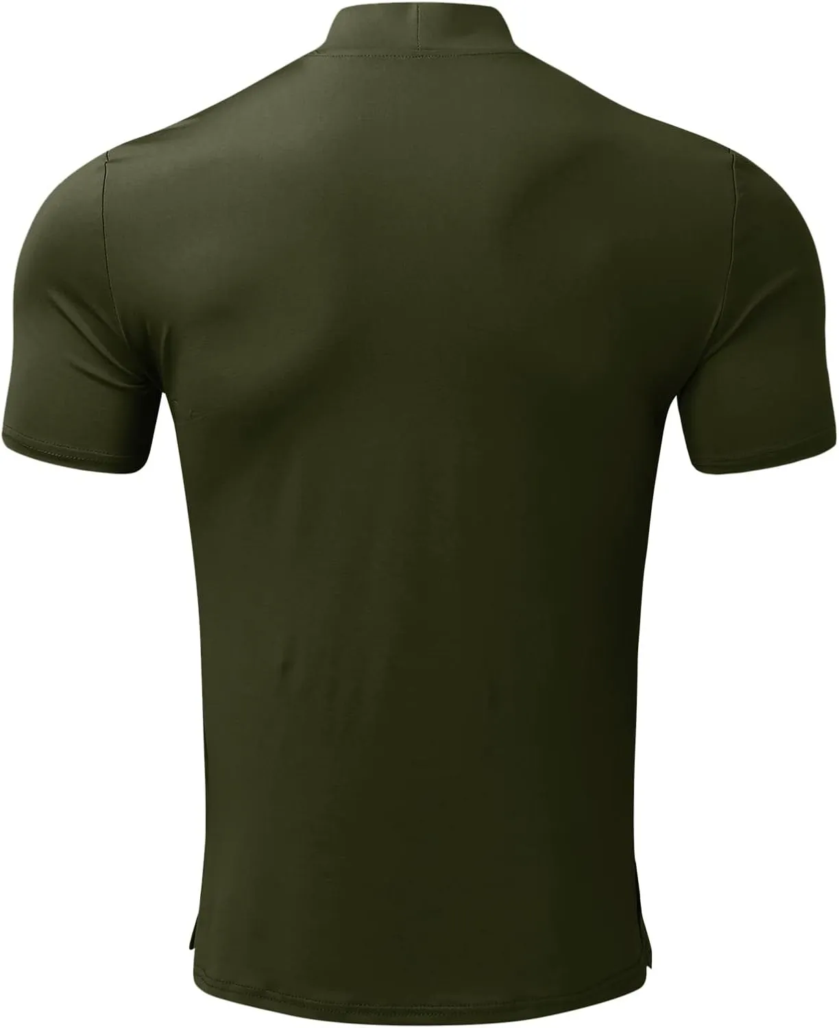 Men's Summer Mock Turtleneck T Shirt Solid High Collar Short Sleeve Tops Basic Slim Undershirt Tees