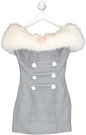 Nana Jacqueline Grey Lana Fur Lined Dress UK S