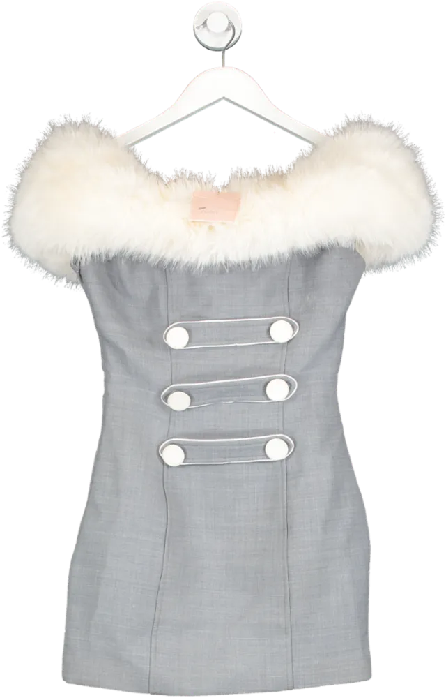 Nana Jacqueline Grey Lana Fur Lined Dress UK S