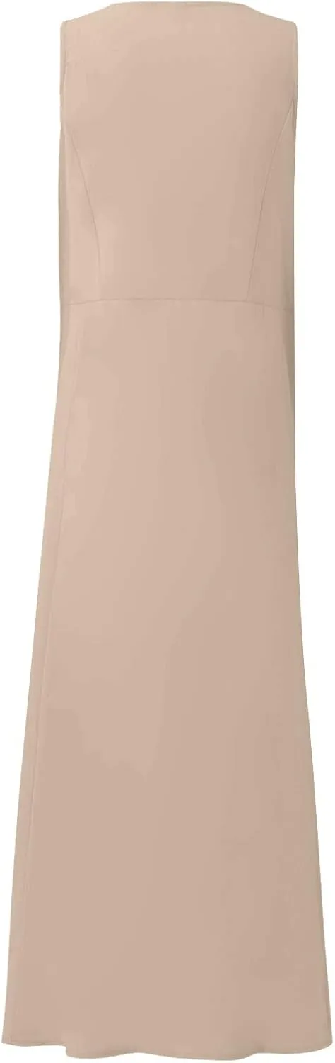 Plus Size Cotton Linen Summer Dresses for Curvy Women 2025 Sleeveless Maxi Vacation Beach Sundresses with Pockets