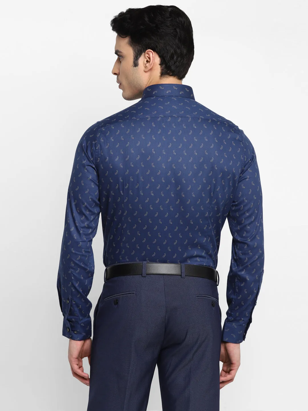 Printed Blue Slim Fit Formal Shirt