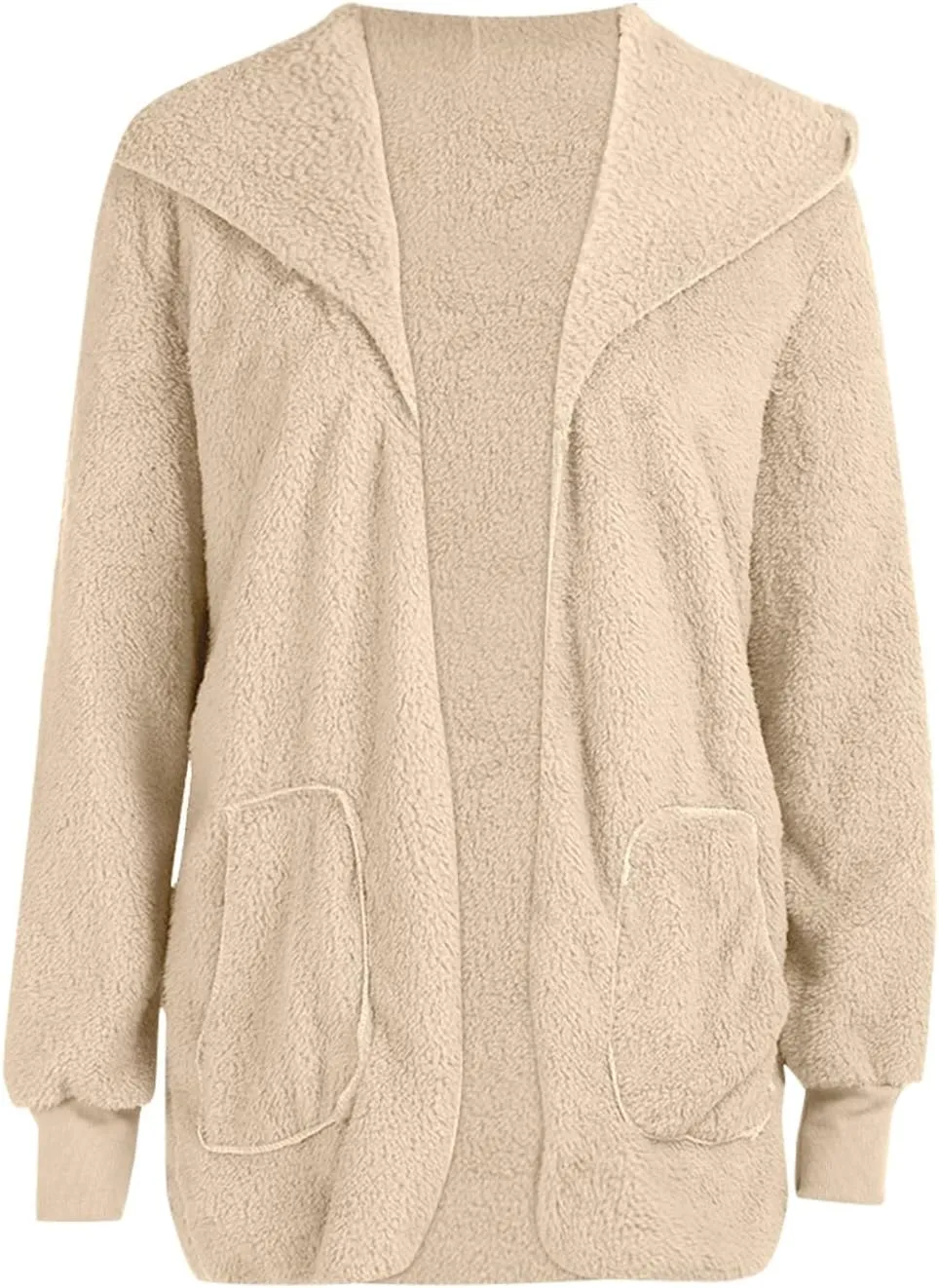 Sherpa Jacket Women Fuzzy Fleece Oversized Open Front Cardigan Hooded Soft Fluffy Robe Winter Coats with Pockets
