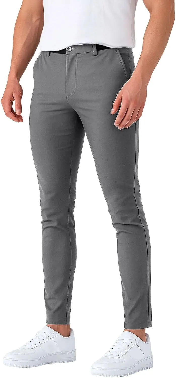 Slacks for Men Stretch Golf Pants Business Casual Lightweight Slim Fit Trousers Work Dress Pants with Pockets