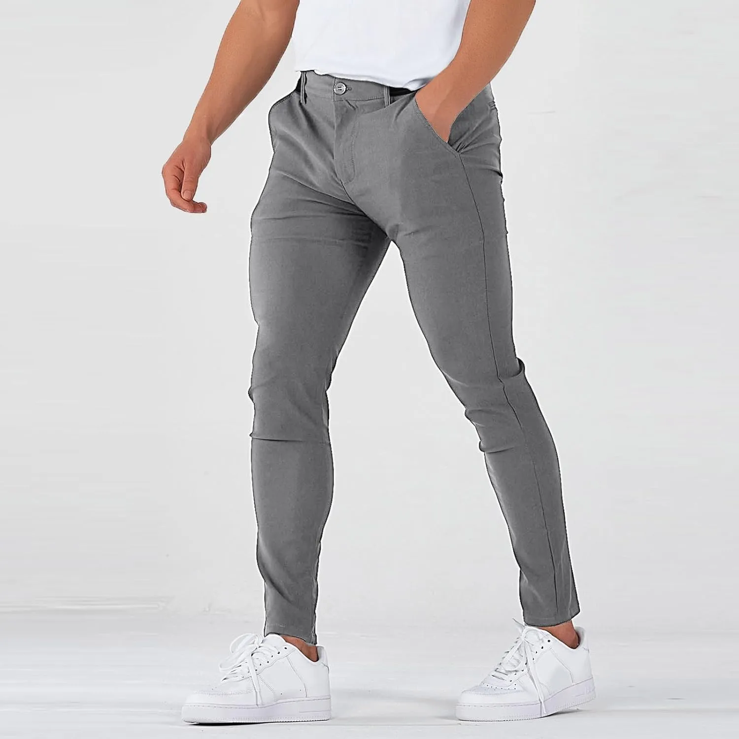 Slacks for Men Stretch Golf Pants Business Casual Lightweight Slim Fit Trousers Work Dress Pants with Pockets