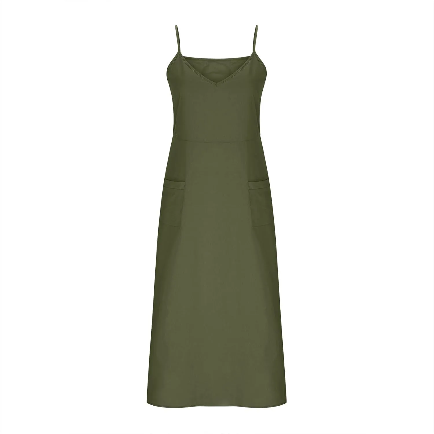 Summer Dresses for Women 2025 Trendy Adjustable Spaghetti Strap Slip Dress Flowy Maxi Linen Sundress with Pockets