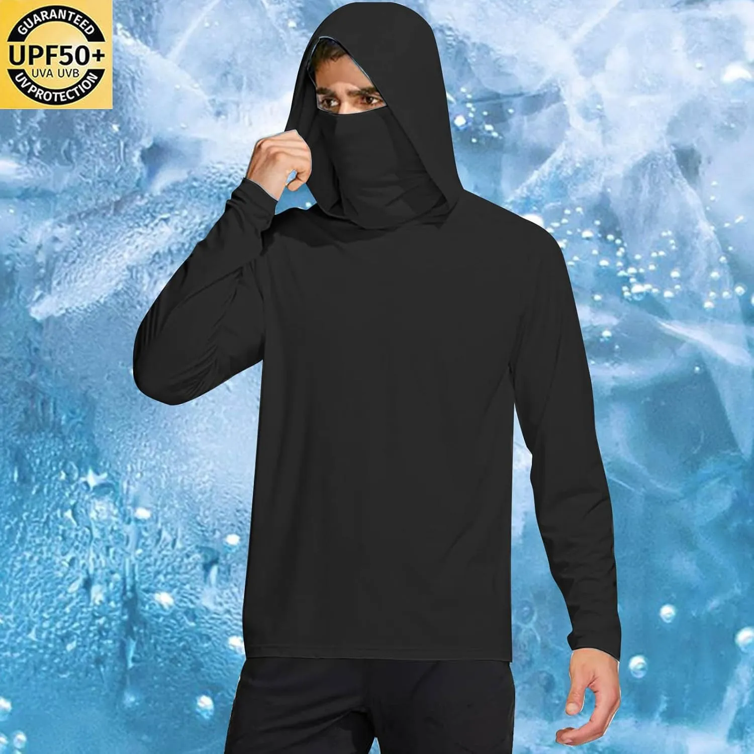 Sun Protection Shirts for Men with Mask UPF 50  Fishing Blouses Lightweight Long Sleeve UV Rash Guard Cooling Hoodies