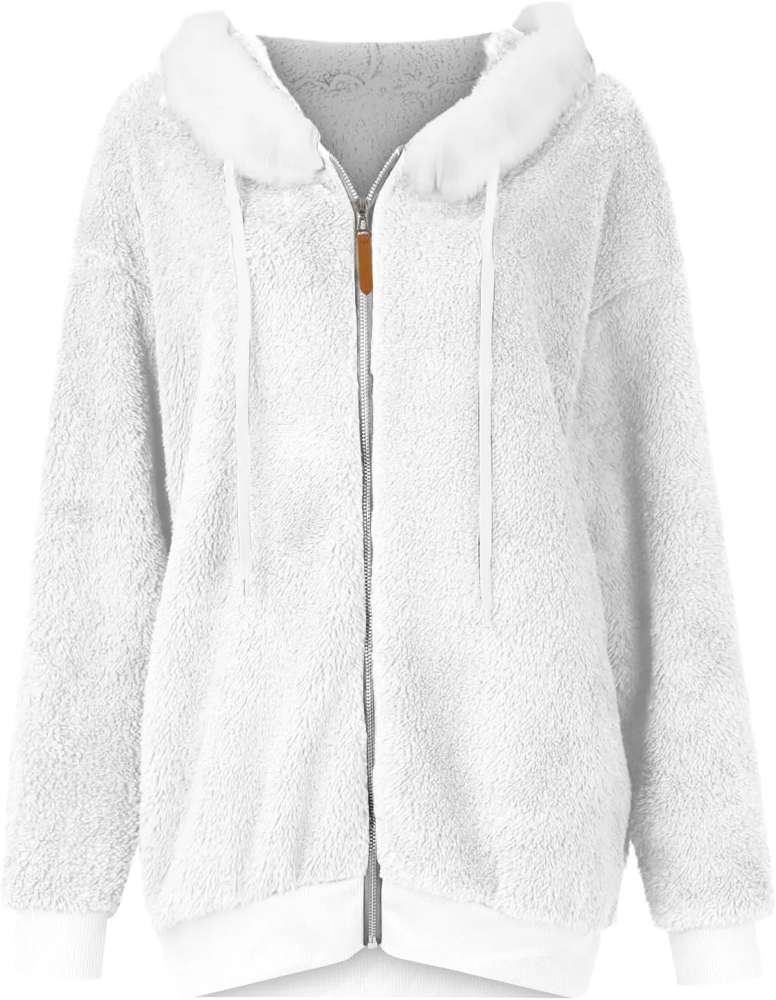 Winter Coats for Women Fuzzy Fleece Jacket Zipper Hooded Color Block Patchwork Cardigan Sherpa Outerwear with Pocket