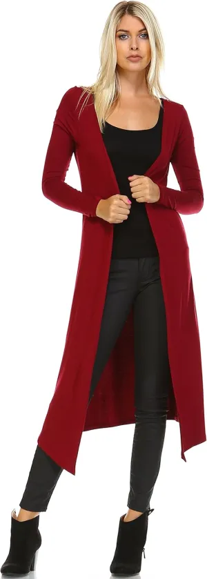 Women Cardigans Casual Essential Long Maxi Extra Duster Open Front Long Sleeve Lightweight with Pockets Cardigan
