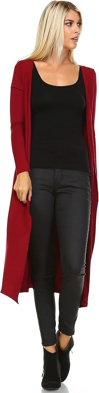 Women Cardigans Casual Essential Long Maxi Extra Duster Open Front Long Sleeve Lightweight with Pockets Cardigan