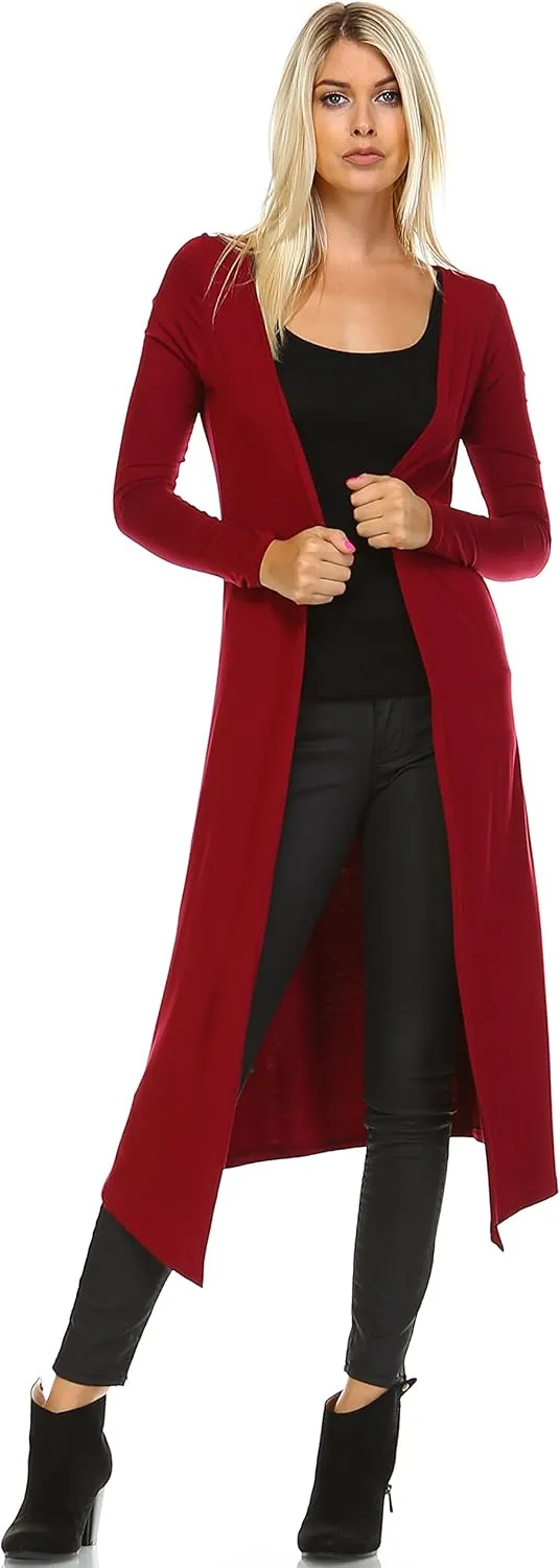 Women Cardigans Casual Essential Long Maxi Extra Duster Open Front Long Sleeve Lightweight with Pockets Cardigan