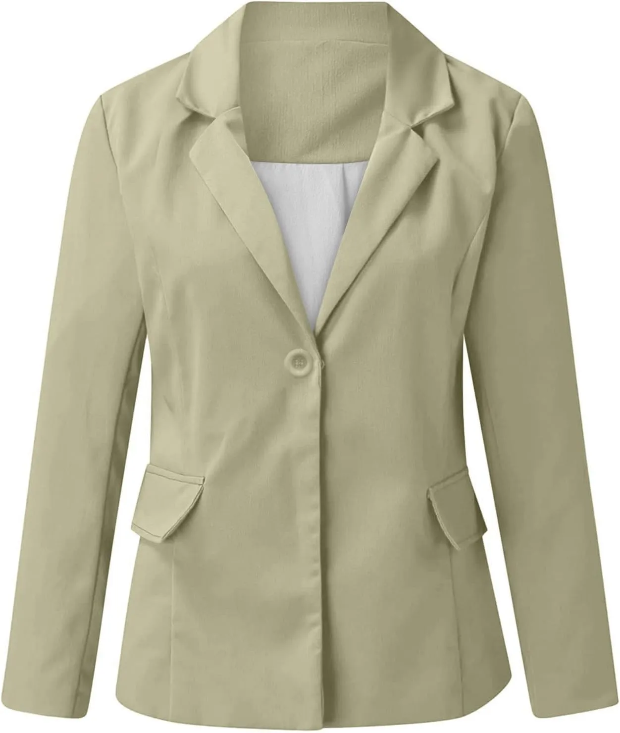 Women Fall Fashion 2024 Blazers Long Sleeve Open Front Button Blazer Jackets Solid Color Work Office Suit Jacket