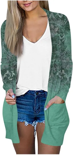Womens Cardigans Fall 2024, Fashion with Pockets Open Front Casual Sweaters Jacket Cozy Soft Going Out Clothes