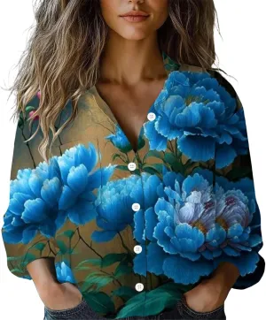 Womens Casual Button Down Short Sleeve Shirts Casual Tops Long Sleeve Blouse Long Sleeve Cotton Gauze Tops