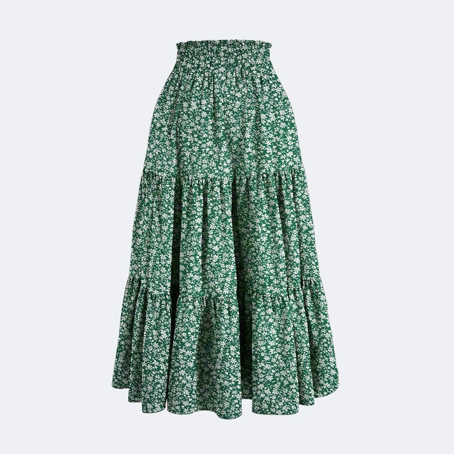 Womens Maxi Skirt Boho High Waisted Tiered Ruffle Floral Skirt Trendy Summer Flowy A Line Beach Skirt Cruise Outfits