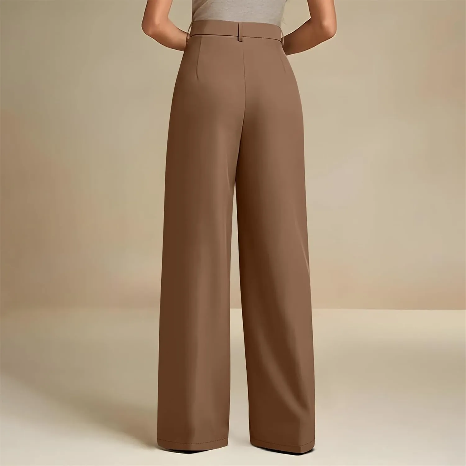 Women's Wide Leg Dress Pants 2025 Summer High Waisted Elastic Back Business Office Work Casual Palazzo Trousers with Pockets