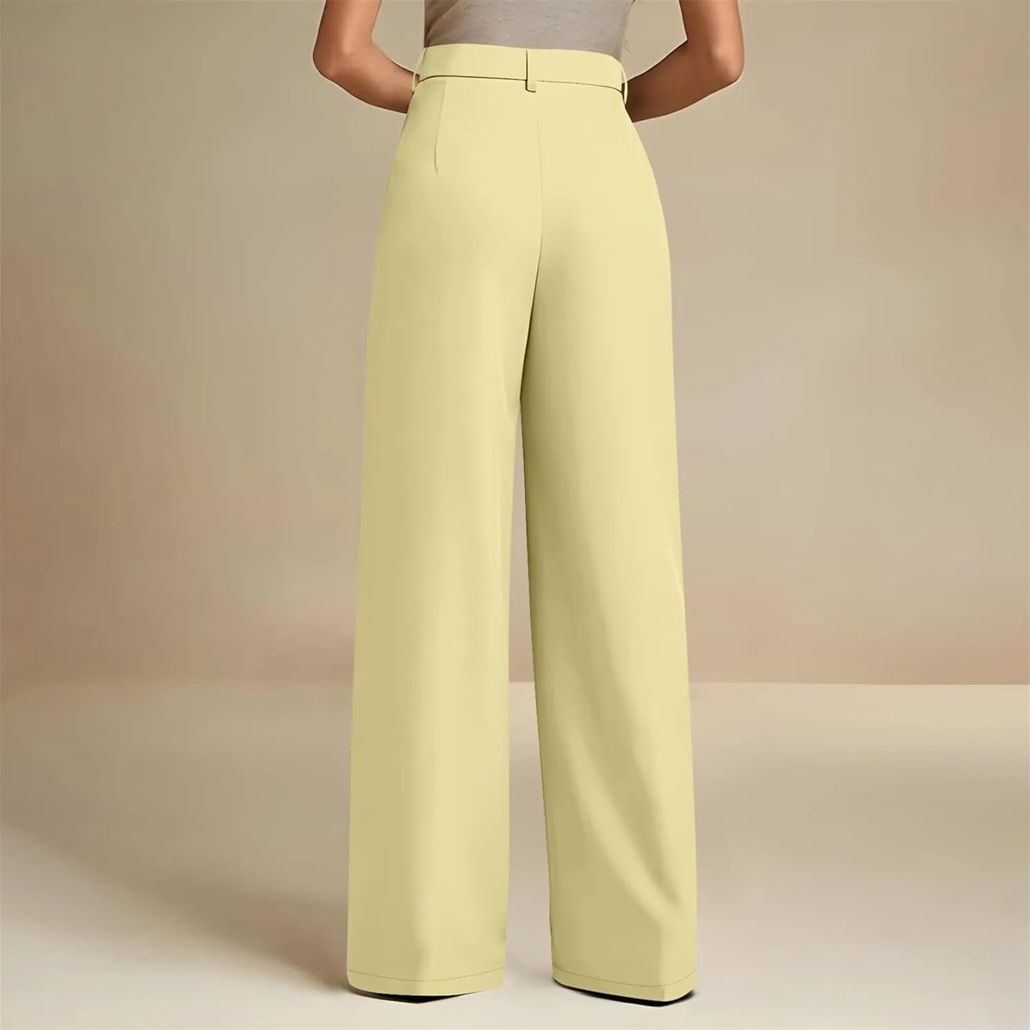 Women's Wide Leg Dress Pants 2025 Summer High Waisted Elastic Back Business Office Work Casual Palazzo Trousers with Pockets