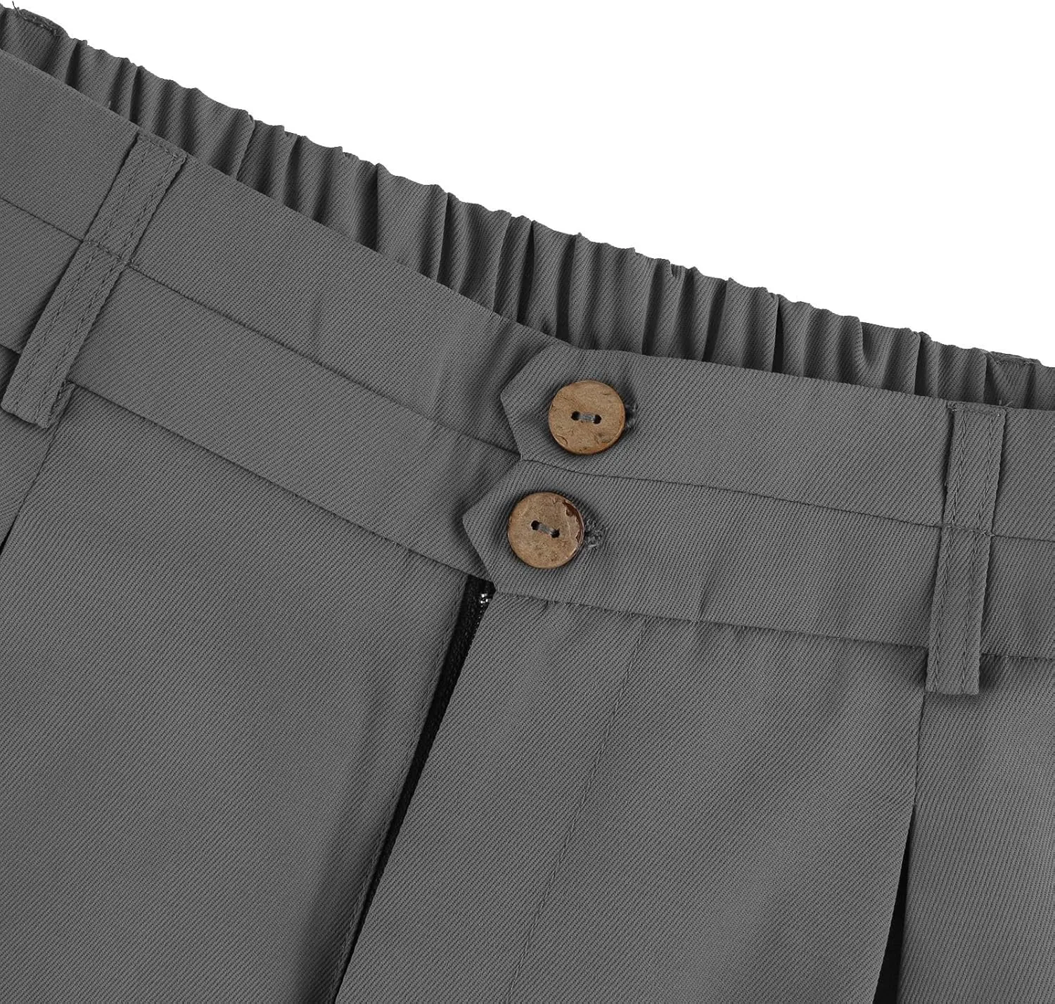 Womens Wide Leg Dress Pants Stretchy Palazzo Pants Business High Elastic Waisted Button Long Trousers