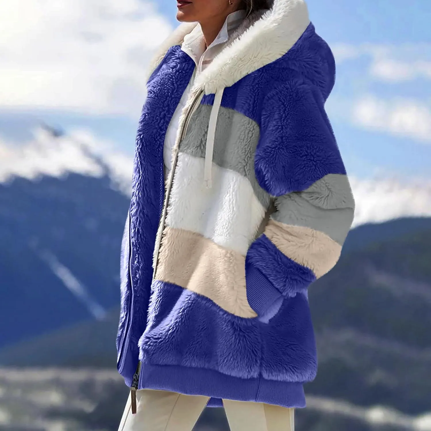 ZEFOTIM Winter Coats for Women Casual Fleece Jacket Warm Soft Outdoor Sherpa Lined Thick Coat Outwear with Pockets